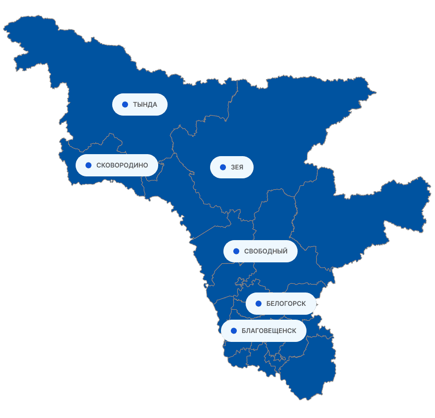 География поставок жидкого кислорода, азота, промышленных газов в Амурской области